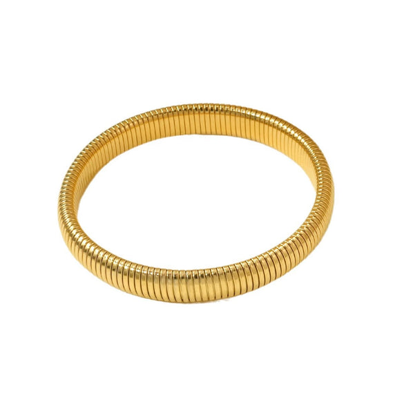 Wholesale Minimalist Snake Bone Stretchable Soft Bracelet Electroplated Titanium Steel With Vertical Stripe Design