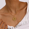 Wholesale Minimalist Stainless Steel Geometric Hammered Spiral Sun Pendant Necklace With 18K Gold Electroplated Design For Women