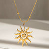Wholesale Minimalist Stainless Steel Geometric Hammered Spiral Sun Pendant Necklace With 18K Gold Electroplated Design For Women