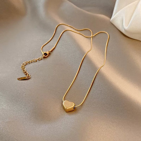 Wholesale Minimalist Stainless Steel Geometric Heart Pendant Necklace Handmade O Word Chain Unisex