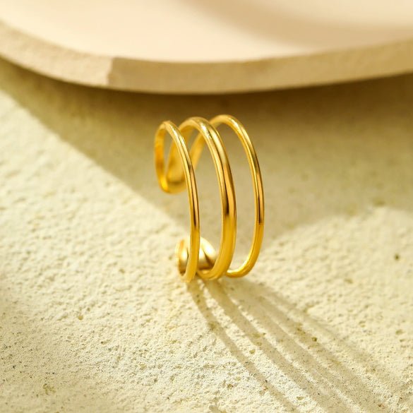 Wholesale Minimalist Stainless Steel Geometric Opening Adjustable Nonfading Ring Jewelry With Electroplating