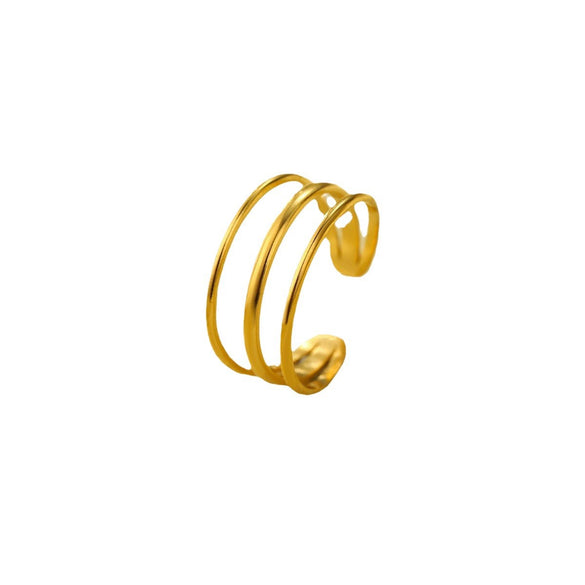 Wholesale Minimalist Stainless Steel Geometric Opening Adjustable Nonfading Ring Jewelry With Electroplating