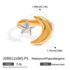 Wholesale Minimalist Stainless Steel Geometric Star Moon Adjustable Opening Jewelry With Electroplating