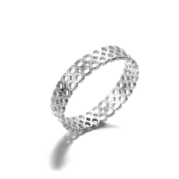 Wholesale Minimalist Stainless Steel Hollow Heart Shape Geometric Unisex Ring With Electroplating
