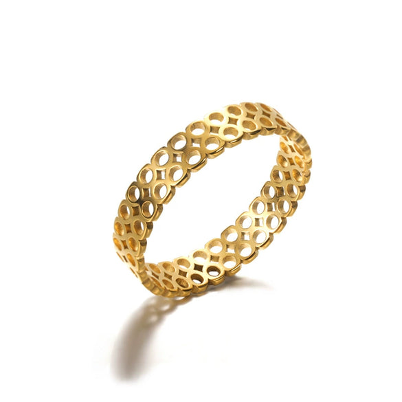 Wholesale Minimalist Stainless Steel Hollow Heart Shape Geometric Unisex Ring With Electroplating