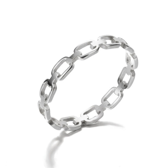 Wholesale Minimalist Stainless Steel Hollow Heart Shape Geometric Unisex Ring With Electroplating