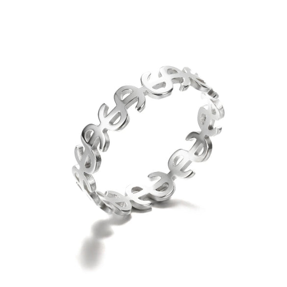 Wholesale Minimalist Stainless Steel Hollow Heart Shape Geometric Unisex Ring With Electroplating