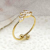 Wholesale Minimalist Stainless Steel Open Ring With Flower Leaves Fishtail Radish And Heart Shape Electroplated