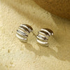 Wholesale Minimalist Stainless Steel Pleated Irregular Earrings With Electroplating