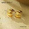 Wholesale Minimalist Stainless Steel Pleated Irregular Earrings With Electroplating