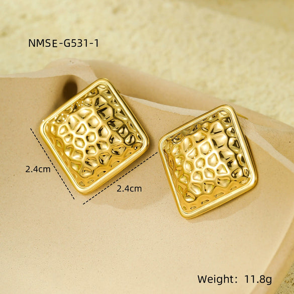 Wholesale Minimalist Stainless Steel Square Earrings With Electroplating For Women