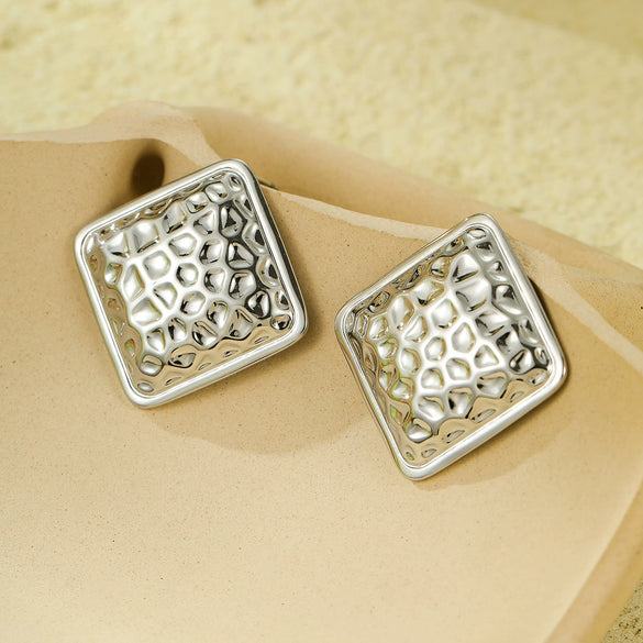 Wholesale Minimalist Stainless Steel Square Earrings With Electroplating For Women