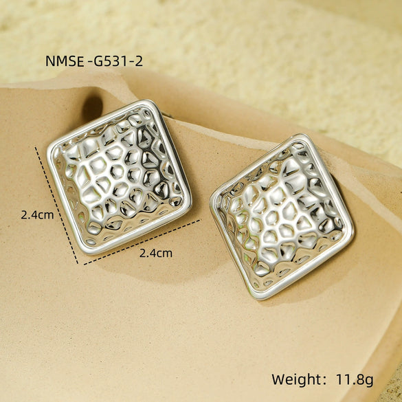 Wholesale Minimalist Stainless Steel Square Earrings With Electroplating For Women