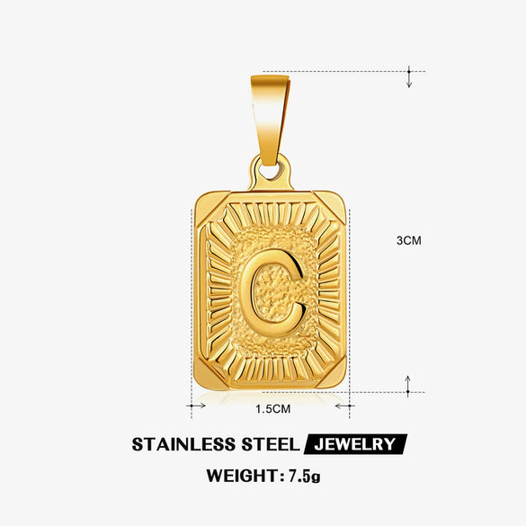 Wholesale Minimalist Stainless Steel Square Letter Pendant Necklace Accessories