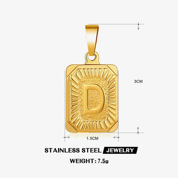Wholesale Minimalist Stainless Steel Square Letter Pendant Necklace Accessories
