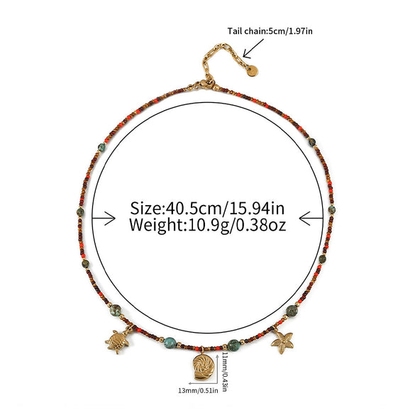 Wholesale Minimalist Star Shaped Pendant Clavicle Chain Necklace With Czech Beads Optimized Turquoise And Titanium Steel Electroplated