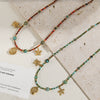 Wholesale Minimalist Star Shaped Pendant Clavicle Chain Necklace With Czech Beads Optimized Turquoise And Titanium Steel Electroplated