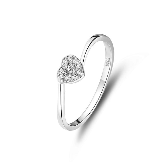 Wholesale Minimalist 925 Sterling Silver Heartshaped Ring Electroplated For Women