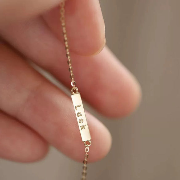 Wholesale Minimalist Sterling Silver Women's Bracelet With English Letters 14K Gold Plated