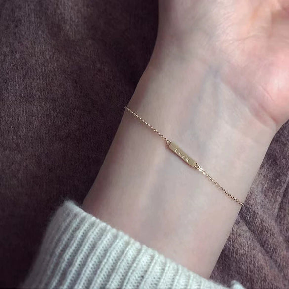 Wholesale Minimalist Sterling Silver Women's Bracelet With English Letters 14K Gold Plated