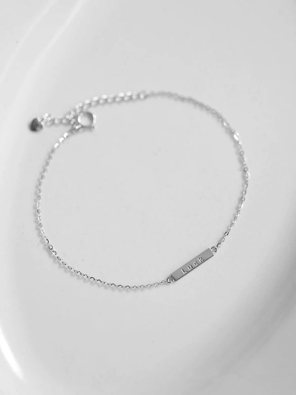 Wholesale Minimalist Sterling Silver Women's Bracelet With English Letters 14K Gold Plated