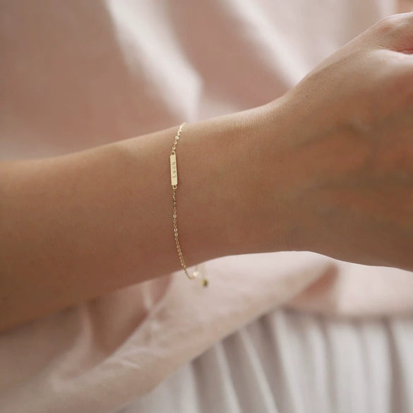 Wholesale Minimalist Sterling Silver Women's Bracelet With English Letters 14K Gold Plated