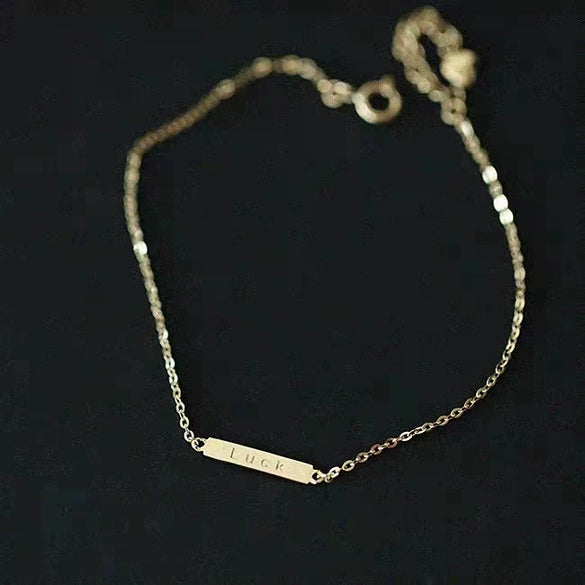 Wholesale Minimalist Sterling Silver Women's Bracelet With English Letters 14K Gold Plated