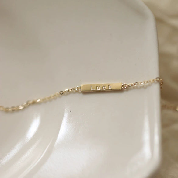 Wholesale Minimalist Sterling Silver Women's Bracelet With English Letters 14K Gold Plated
