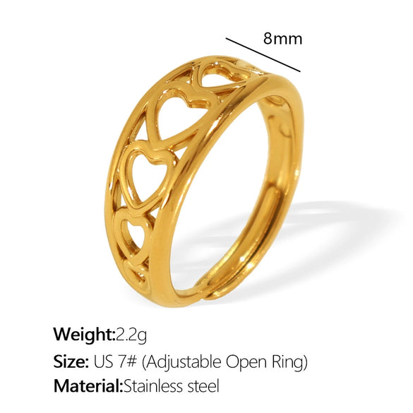 Wholesale Minimalist Style Geometric Line Ring 316L Stainless Steel Electroplated Women's