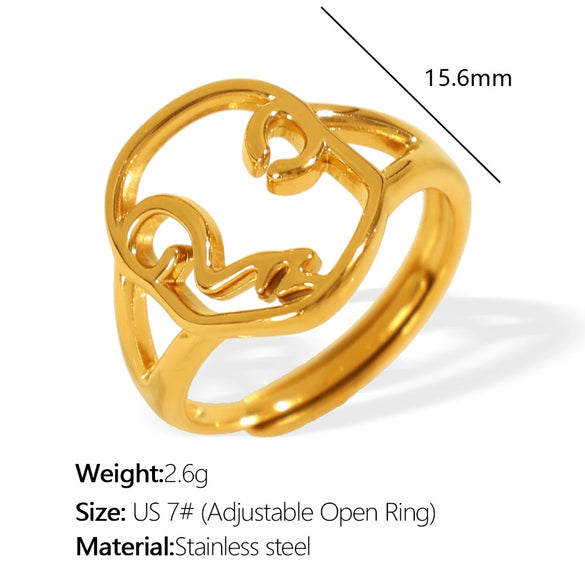 Wholesale Minimalist Style Geometric Line Ring 316L Stainless Steel Electroplated Women's
