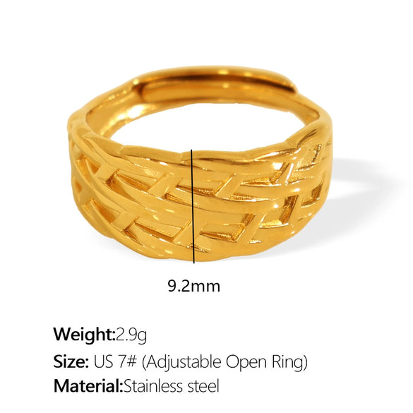 Wholesale Minimalist Style Geometric Line Ring 316L Stainless Steel Electroplated Women's