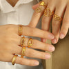 Wholesale Minimalist Style Geometric Line Ring 316L Stainless Steel Electroplated Women's