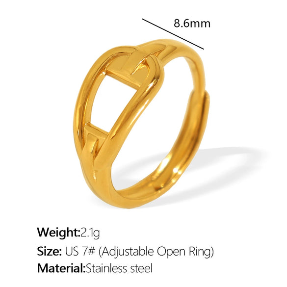 Wholesale Minimalist Style Geometric Line Ring 316L Stainless Steel Electroplated Women's