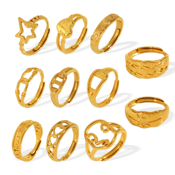 Wholesale Minimalist Style Geometric Line Ring 316L Stainless Steel Electroplated Women's