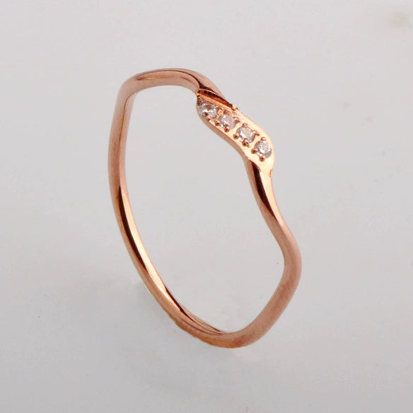 Wholesale Minimalist Titanium Steel Drop Shape Diamond Ring With Electroplating For Female