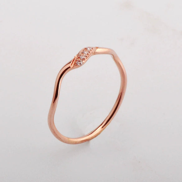 Wholesale Minimalist Titanium Steel Drop Shape Diamond Ring With Electroplating For Female