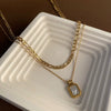 Wholesale Minimalist Titanium Steel Geometric Doublelayer Necklace For Women Light Luxury Water Chain Design