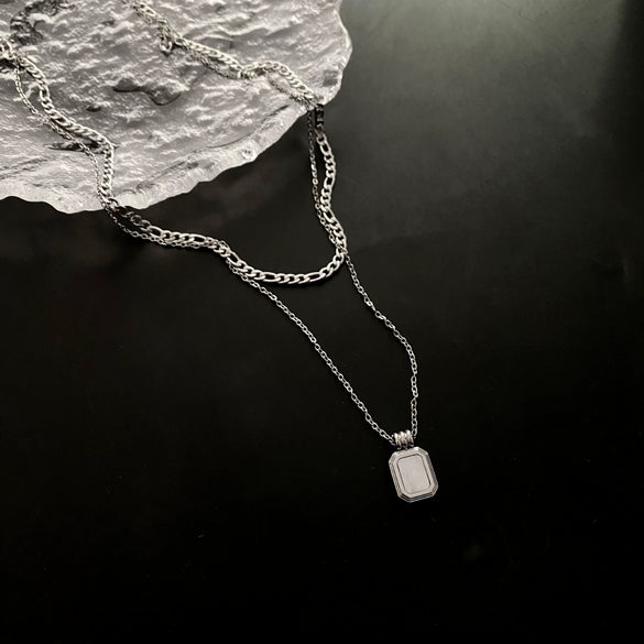 Wholesale Minimalist Titanium Steel Geometric Doublelayer Necklace For Women Light Luxury Water Chain Design