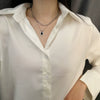 Wholesale Minimalist Titanium Steel Geometric Doublelayer Necklace For Women Light Luxury Water Chain Design