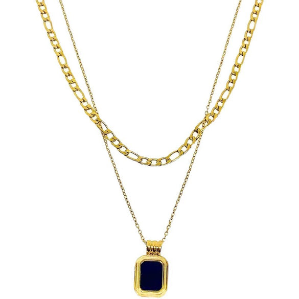 Wholesale Minimalist Titanium Steel Geometric Doublelayer Necklace For Women Light Luxury Water Chain Design