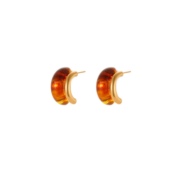 Wholesale Minimalist Translucent Resin Electroplated Geometric Cshaped Stud Earrings For Women
