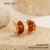 Wholesale Minimalist Translucent Resin Electroplated Geometric Cshaped Stud Earrings For Women