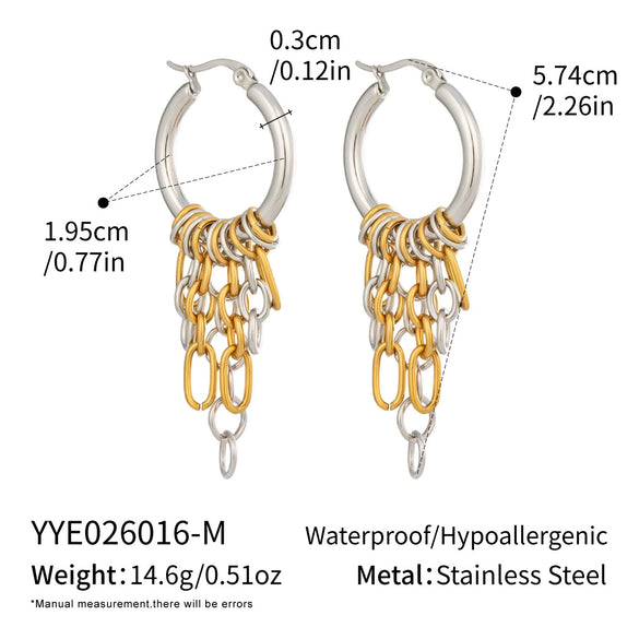 Wholesale Minimalist Twotone Stainless Steel Tassel Earrings With Pvd Furnace Vacuum Real Gold Plating For Women
