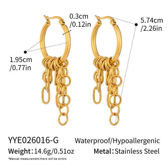 Wholesale Minimalist Twotone Stainless Steel Tassel Earrings With Pvd Furnace Vacuum Real Gold Plating For Women