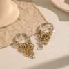 Wholesale Minimalist Twotone Stainless Steel Tassel Earrings With Pvd Furnace Vacuum Real Gold Plating For Women