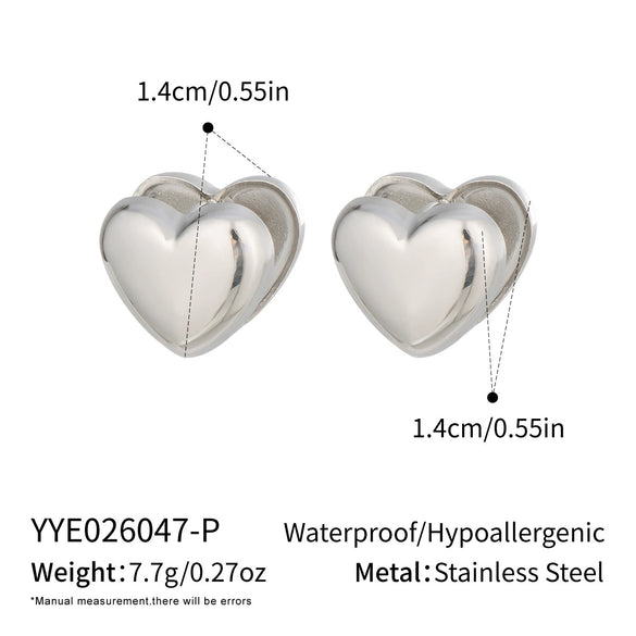 Wholesale Minimalist Versatile Polish Stainless Steel Heartshaped Earrings For Women