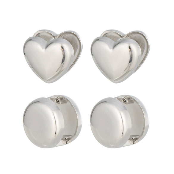Wholesale Minimalist Versatile Polish Stainless Steel Heartshaped Earrings For Women