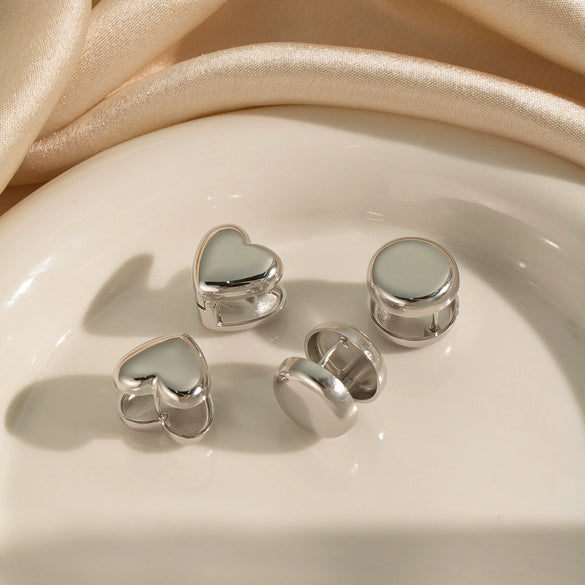 Wholesale Minimalist Versatile Polish Stainless Steel Heartshaped Earrings For Women