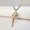 Wholesale Minimalist Waxed Leather Rope Natural Conch Shell Necklaces With Electroplated Gold Edge