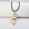 Wholesale Minimalist Waxed Leather Rope Natural Conch Shell Necklaces With Electroplated Gold Edge